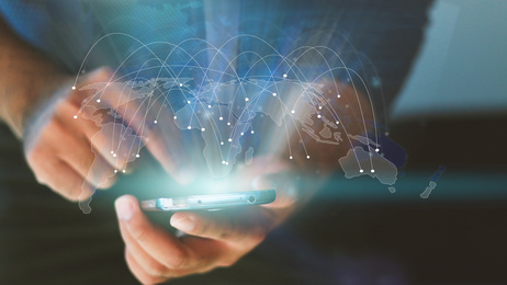 World map connected, social network, globalization business, soc